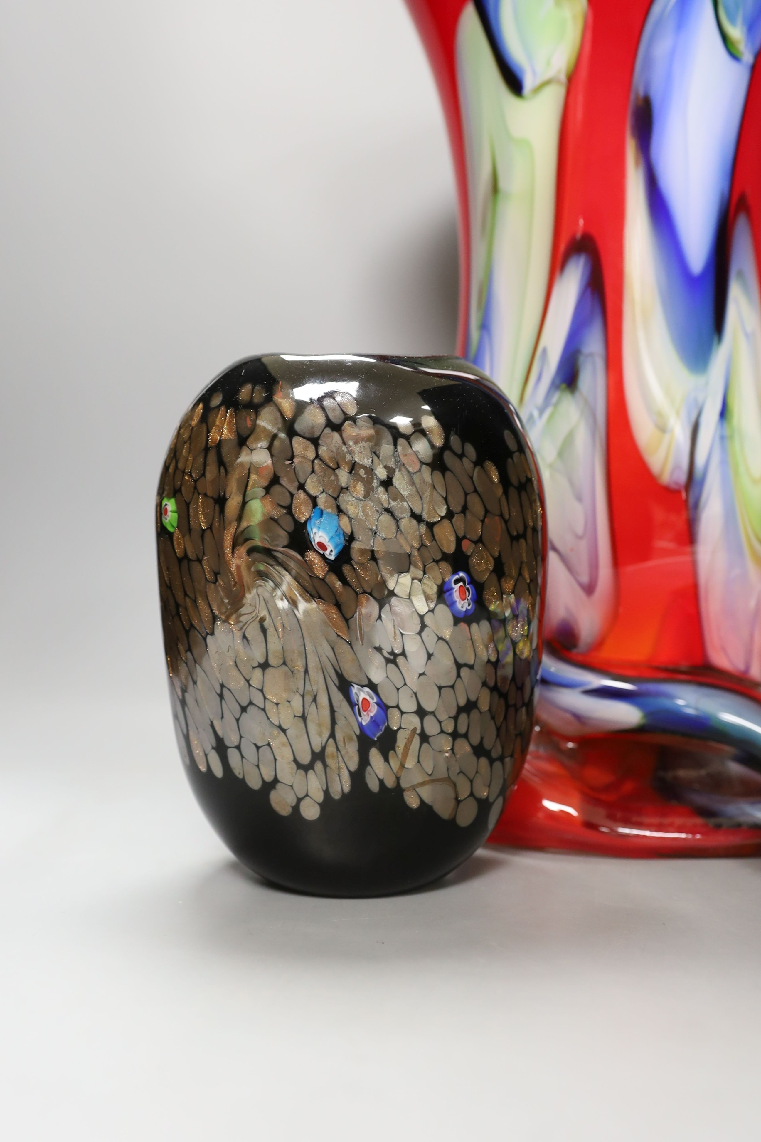 Three items of Murano glass, tallest 42cm